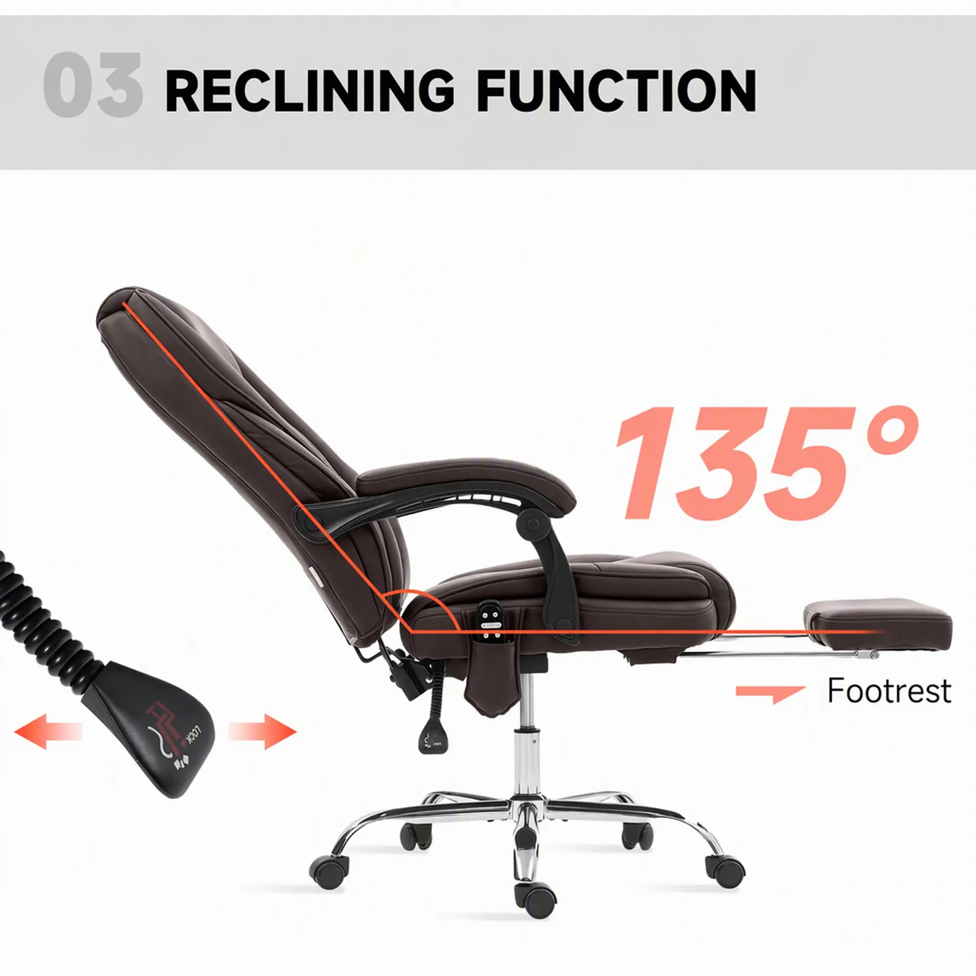 Massage Office Chair, Reclining Computer Chair, Adjustable Height, Footrest, Dark Brown Massage Chairs at Gallery Canada