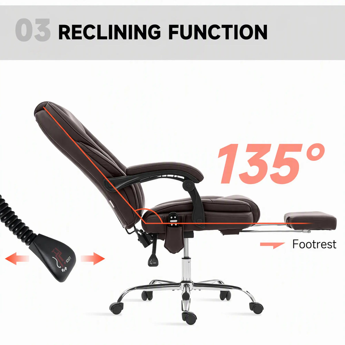 Massage Office Chair, Reclining Computer Chair, Adjustable Height, Footrest, Dark Brown Massage Chairs at Gallery Canada