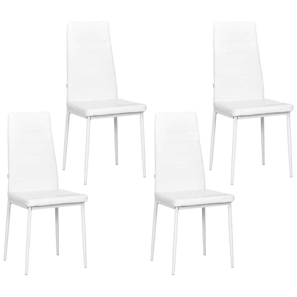 Modern Dining Chairs, Set of 4, High Back PU Leather, White Bar Stools White at Gallery Canada