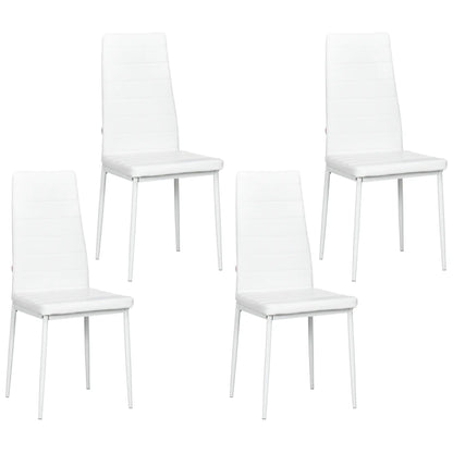 Modern Dining Chairs, Set of 4, High Back PU Leather, White Bar Stools White at Gallery Canada