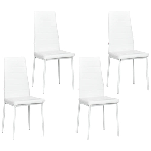 Modern Dining Chairs, Set of 4, High Back PU Leather, White