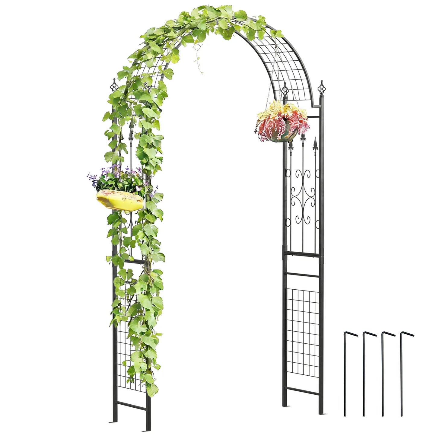 7.5 ft Steel Garden Arch, Outdoor Trellis Arbor, Black Garden Arches at Gallery Canada