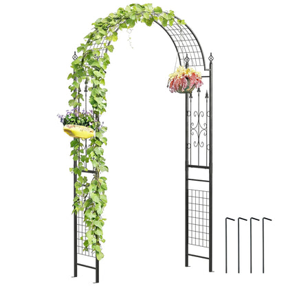 7.5 ft Steel Garden Arch, Outdoor Trellis Arbor, Black Garden Arches at Gallery Canada