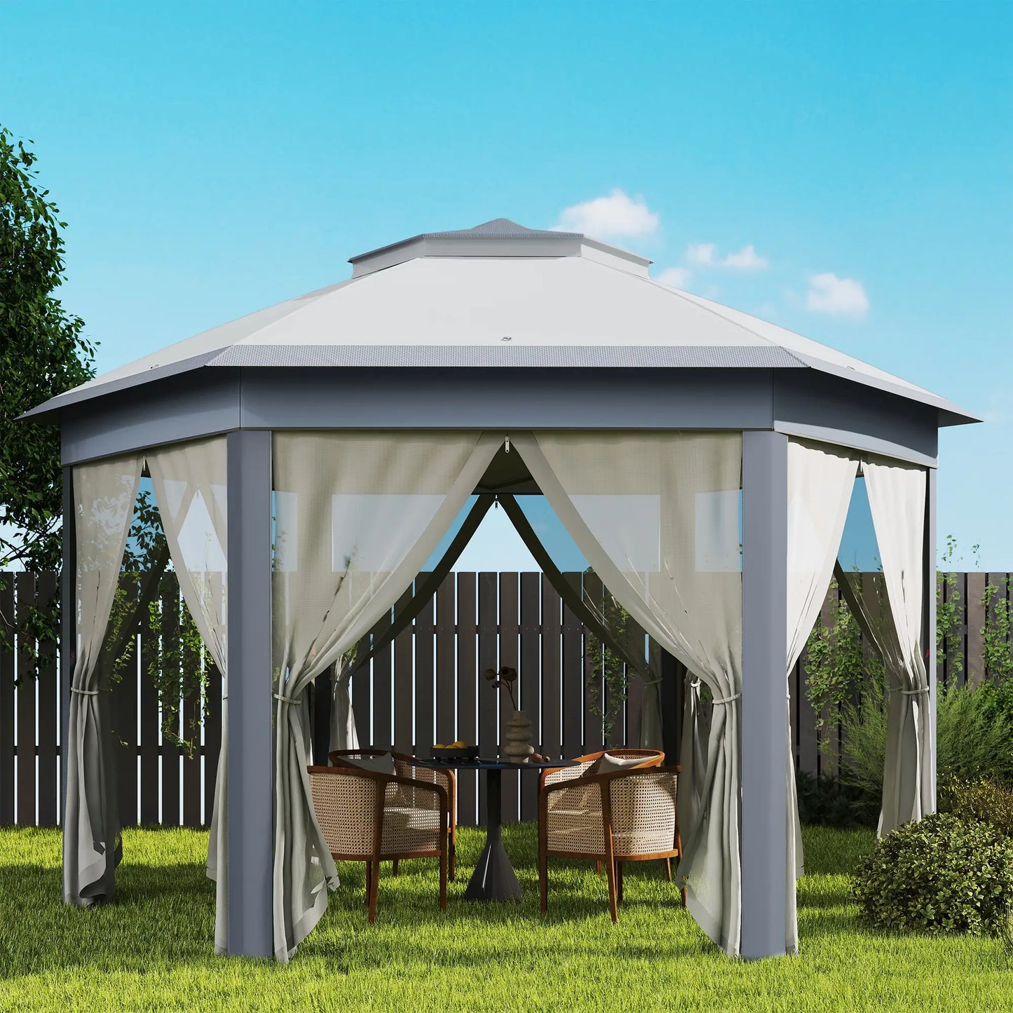 13' x 13' Pop Up Canopy Tent, Netting, Carry Bag, Instant Sun Shelter, Grey Pop Up Canopies at Gallery Canada
