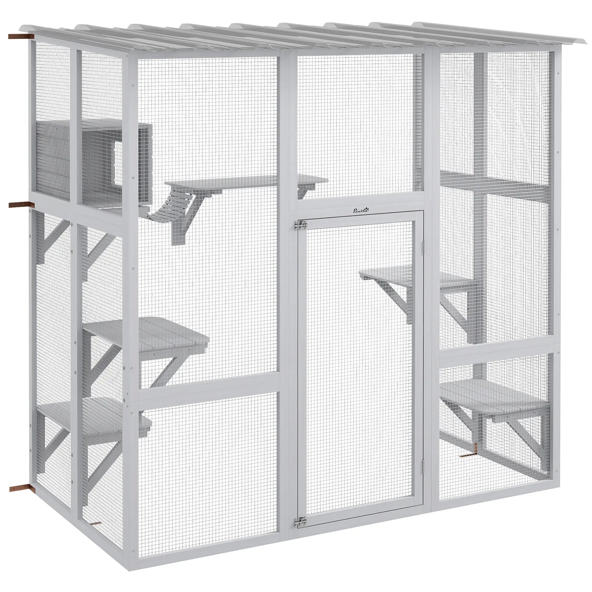 Outdoor Cat Enclosure, Window Box, Weatherproof Roof, Bridge, Resting Box, Platforms, for 2 Kittens, White Outdoor Cat Enclosures at Gallery Canada