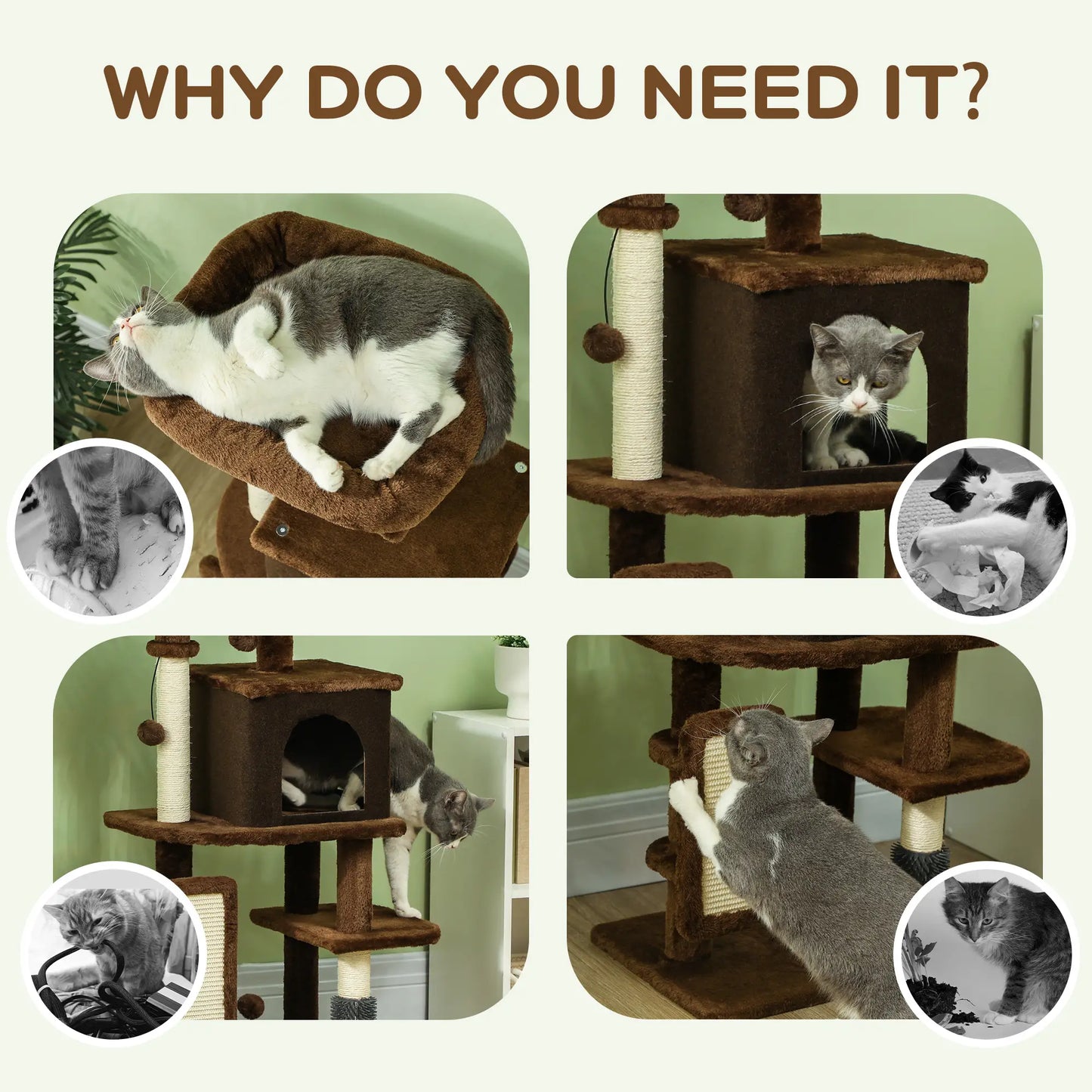 41" Cat Tree with Scratching Posts, Bed, Condo & Toys Multi-Level Cat Towers at Gallery Canada