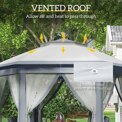 13' x 13' Pop Up Canopy Tent, Netting, Carry Bag, Instant Sun Shelter, Grey Pop Up Canopies at Gallery Canada