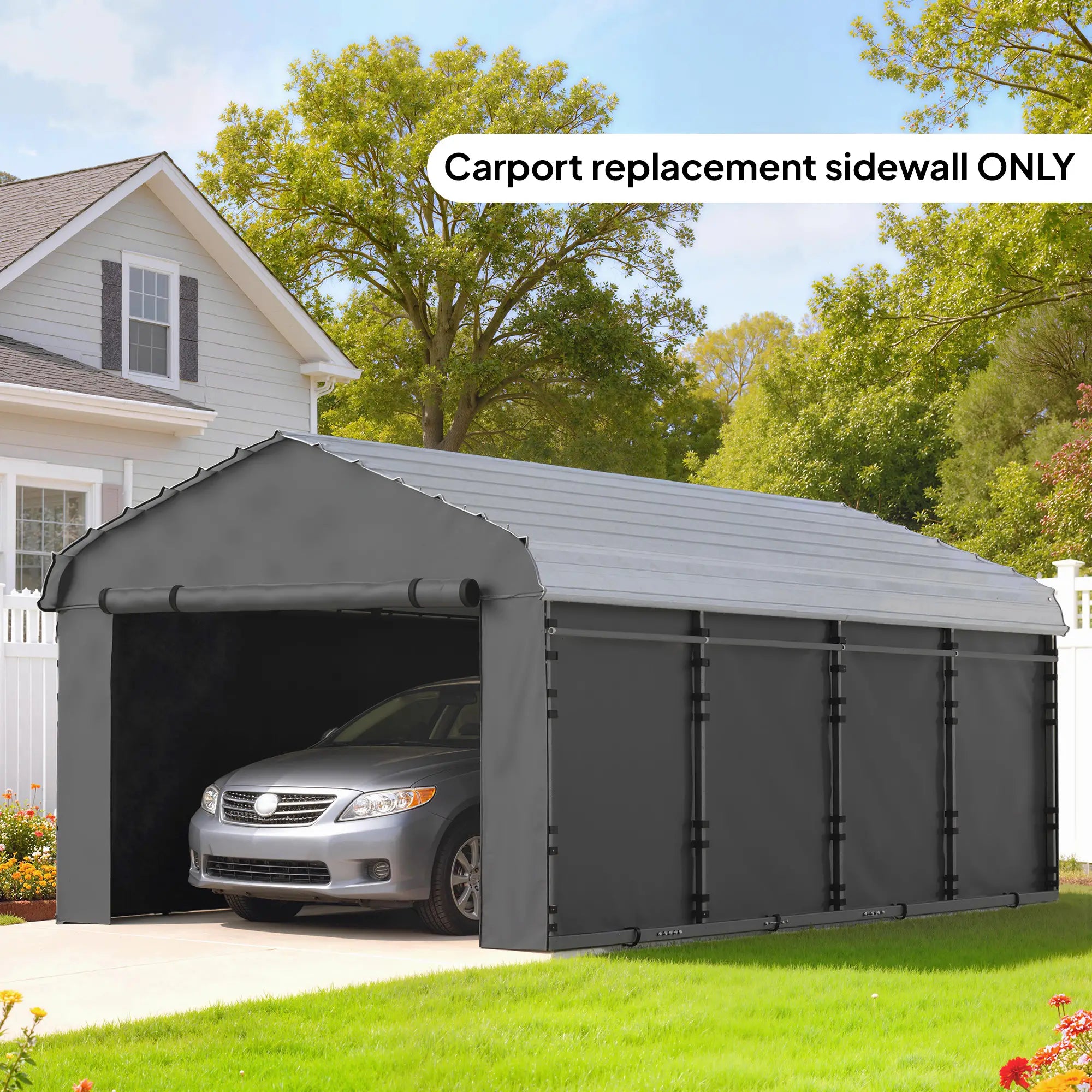 Replacement Canopy Cover, 10' x 15', Waterproof Carport Shelter, Dark Grey Car Shelters at Gallery Canada