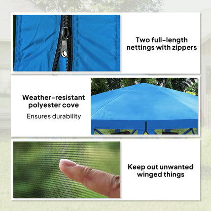 12' x 12' Hexagon Pop Up Screen Tent, Camping Shelter With Mesh Sidewalls, Carry Bag, Blue Pop Up Canopies at Gallery Canada