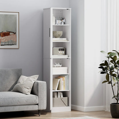 Tall Bathroom Cabinet, Slim Floor Cabinet, 2 Doors, 4 Shelves, White Freestanding Bathroom Cabinets at Gallery Canada