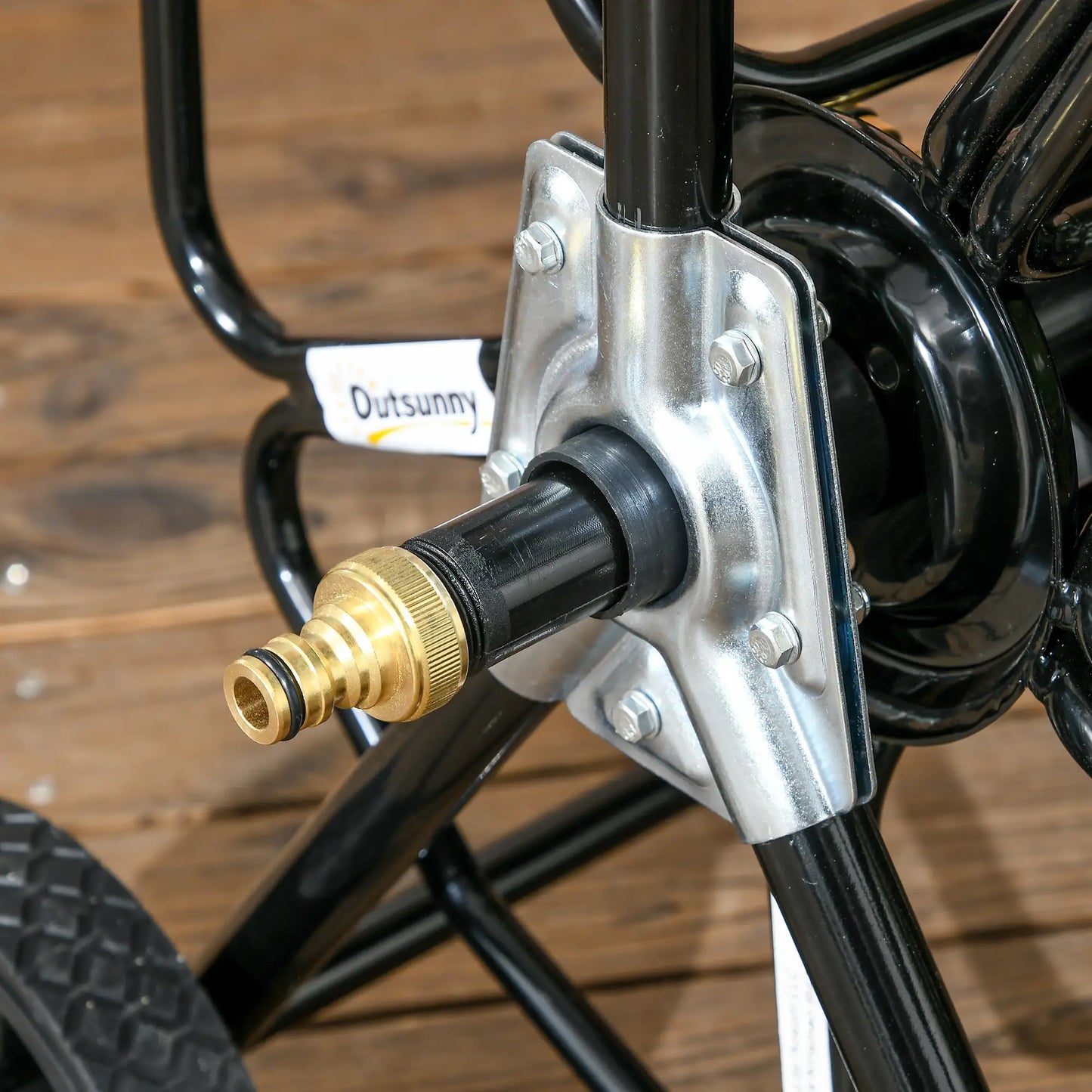 5/8" Hose Reel Cart, 98 ft, Garden Water Hose with Wheels, Black