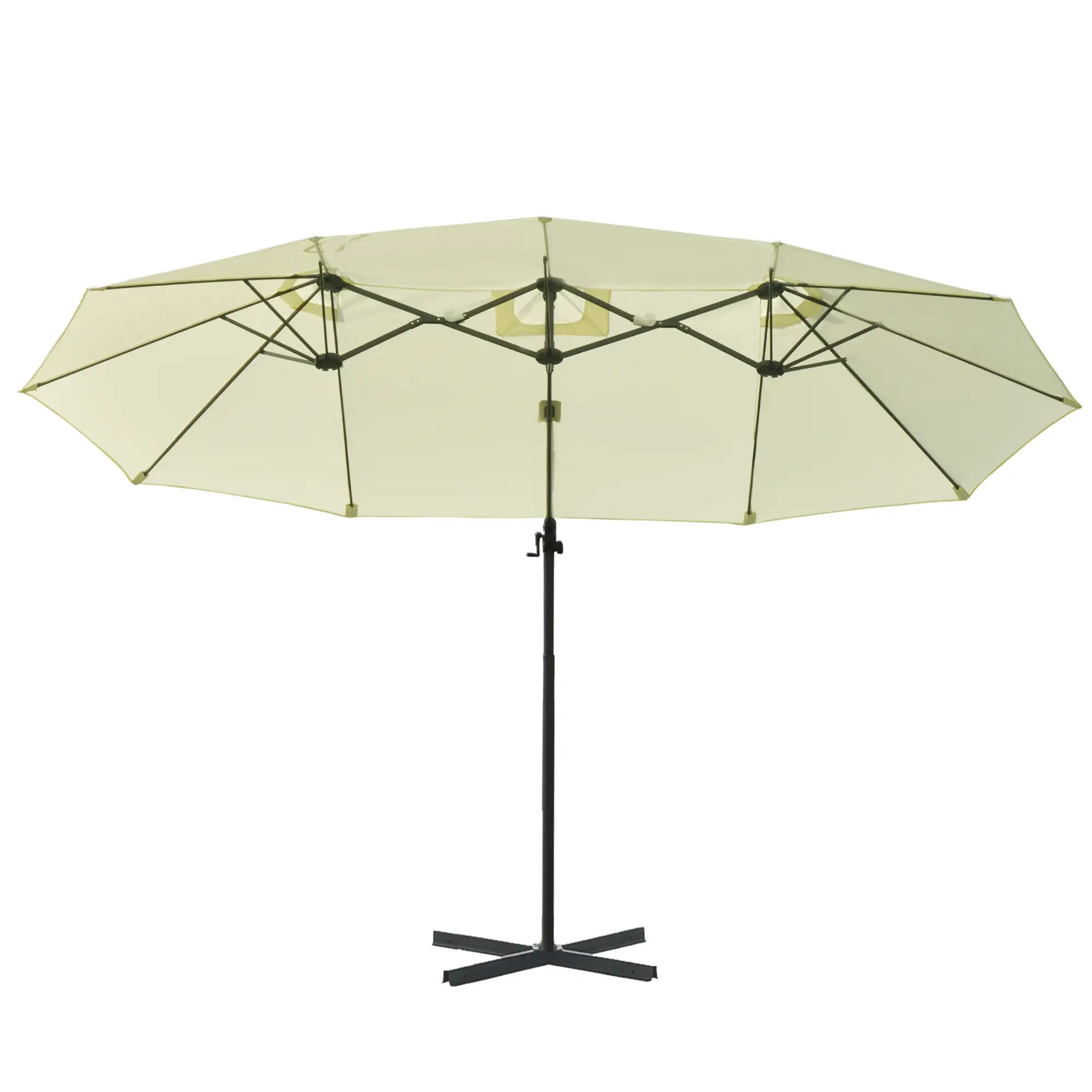 Outdoor Cantilever Umbrella, Twin Canopy Sunshade, Lift, Beige Cantilever Umbrellas at Gallery Canada