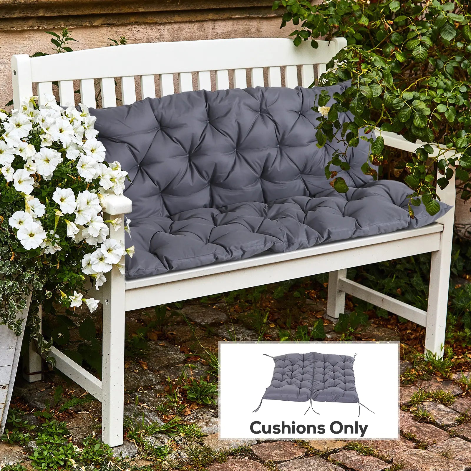 2 Seater Garden Bench Cushion, Thick Outdoor Non-Slip, 52