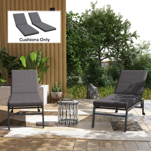 2-Piece Patio Chair Cushion Set with Ties, Indoor Outdoor, Grey