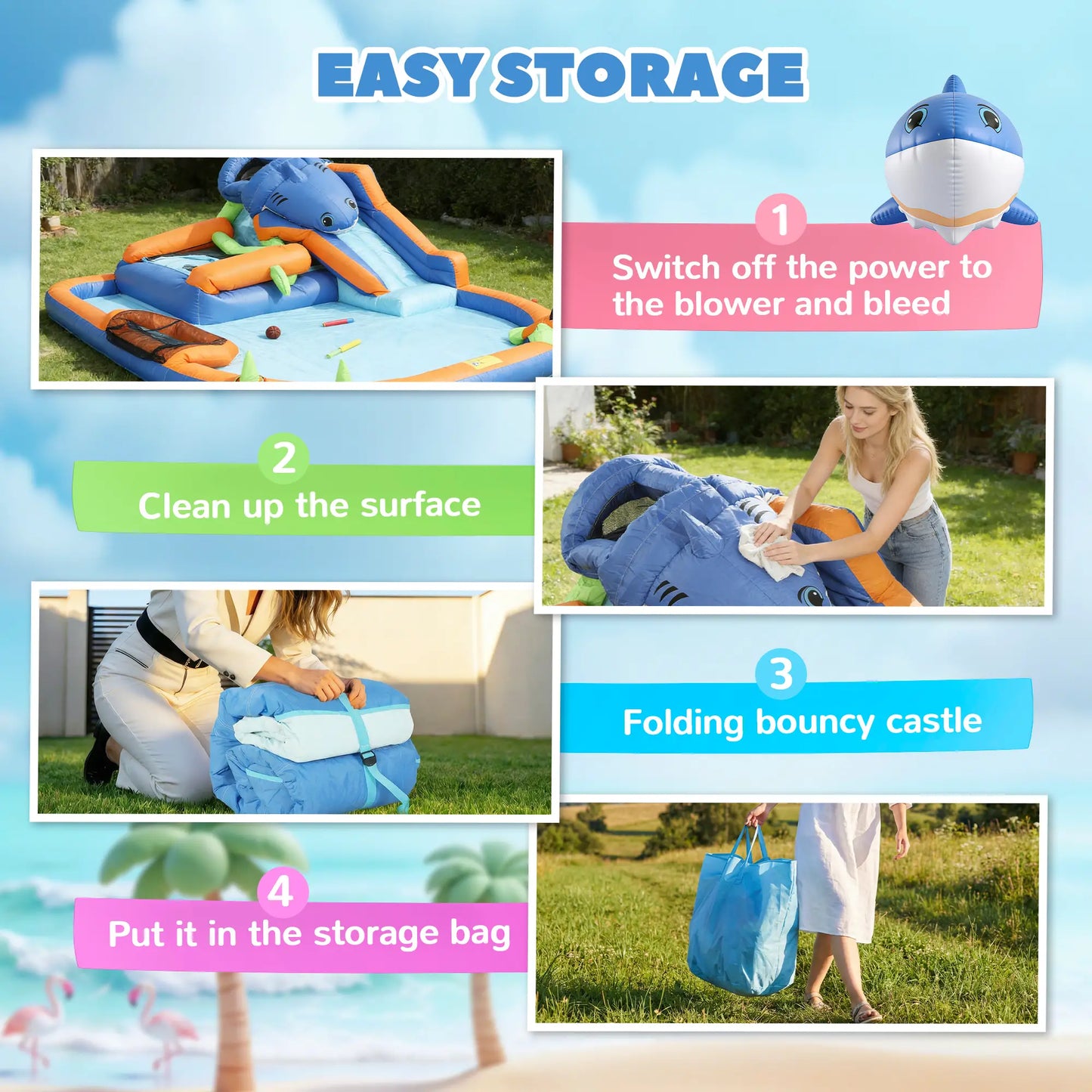 Inflatable Bounce House, Sharks Theme, Slide and Pool, Blue Inflatables at Gallery Canada