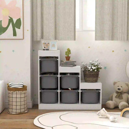 3 Layer Toy Storage Organizer, Kids Bookshelf, 6 Plastic Bins, White Baby & Kids Storage at Gallery Canada