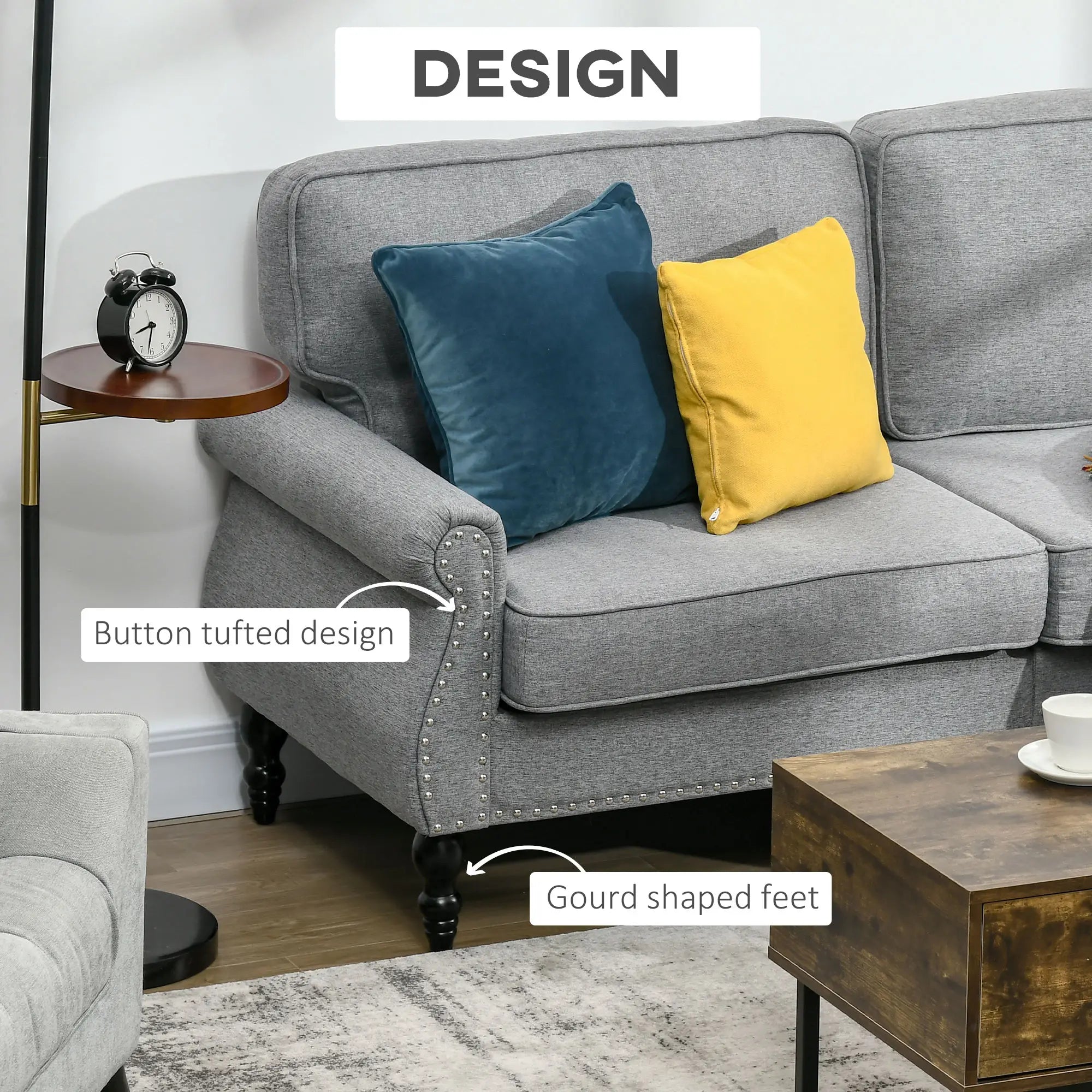 Traditional Double Sofa, Sponge Padding, Rubber Wood Leg, 2 Seater, Nail Head Accent 2-Seater Sofas at Gallery Canada