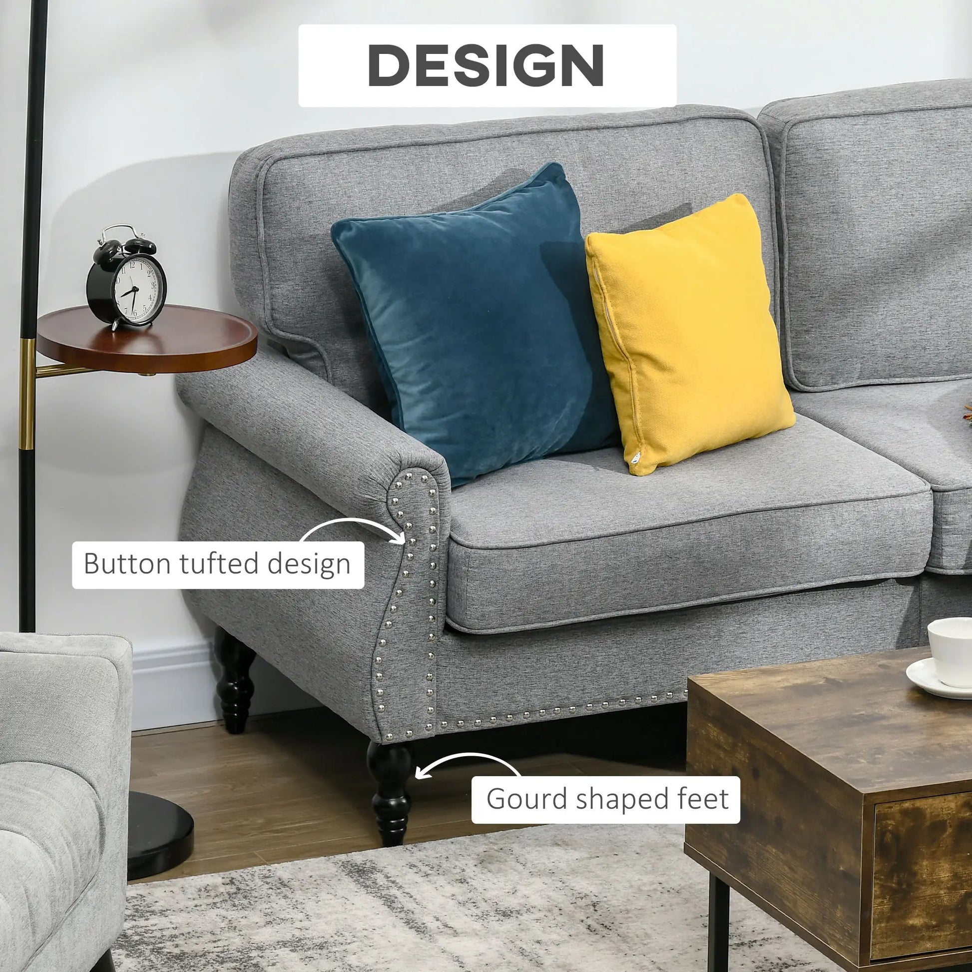 Traditional Double Sofa, Sponge Padding, Rubber Wood Leg, 2 Seater, Nail Head Accent 2-Seater Sofas at Gallery Canada