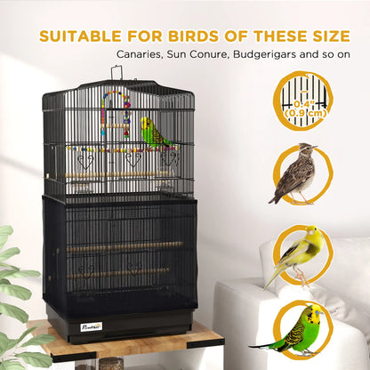 36" Bird Cage with Accessories, Handle, Mesh Cover, Black Bird Cages at Gallery Canada