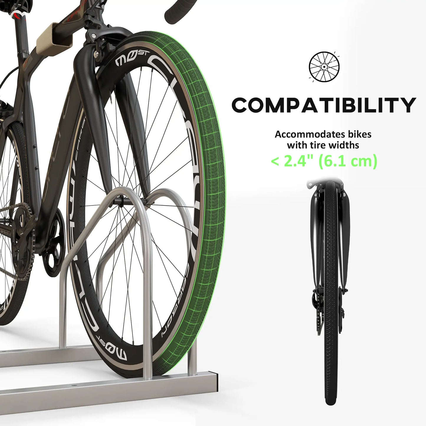 Porte-vélos ajustable pour 2 vélos, support en acier, organisateur de garage, argent