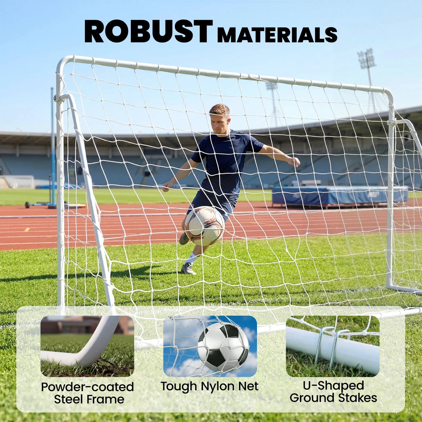 8 X 5Ft Soccer Goal, Portable Practice Net With Nylon Mesh & Steel Frame, Black Soccer at Gallery Canada