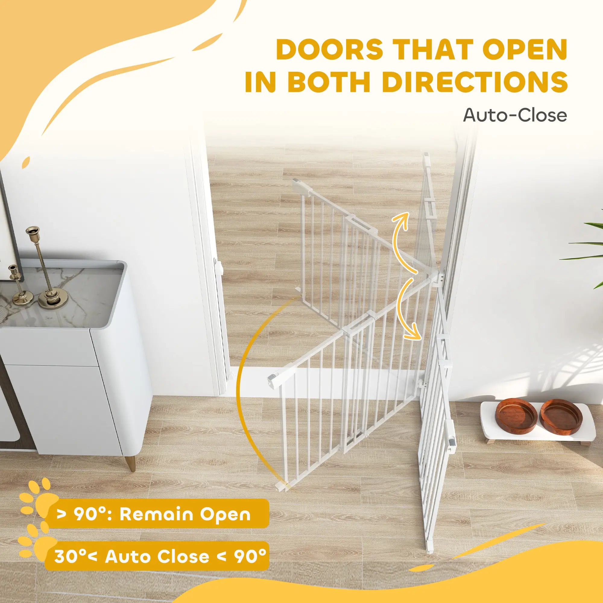 28.3-42.7 In Wide Dog Gate, Dual Locks, White Pet Gates at Gallery Canada