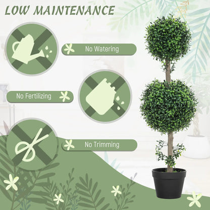 2 Pack 36.1" Artificial Boxwood Topiary Ball Trees, With Pot, Green Artificial Trees at Gallery Canada