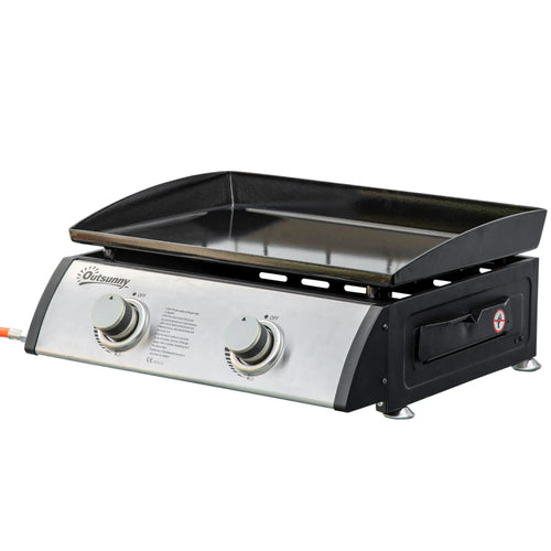 2 Burner Portable Tabletop Gas Grill, For Camping Picnic, Silver