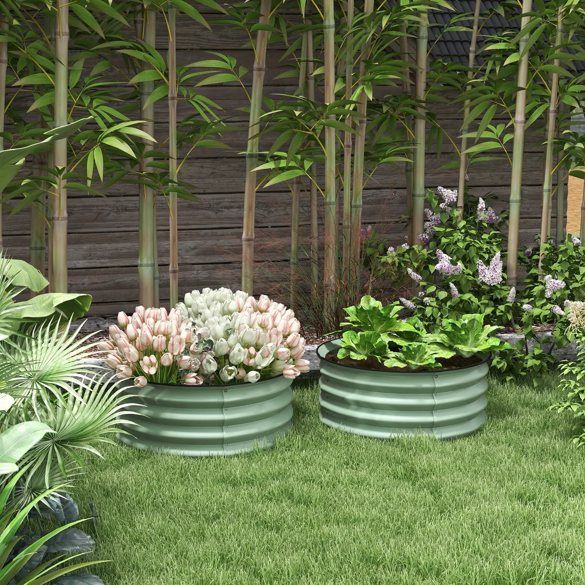 Set of 2 Raised Garden Beds, Metal Planter Box, Easy Assembly, Green Raised Garden Beds at Gallery Canada