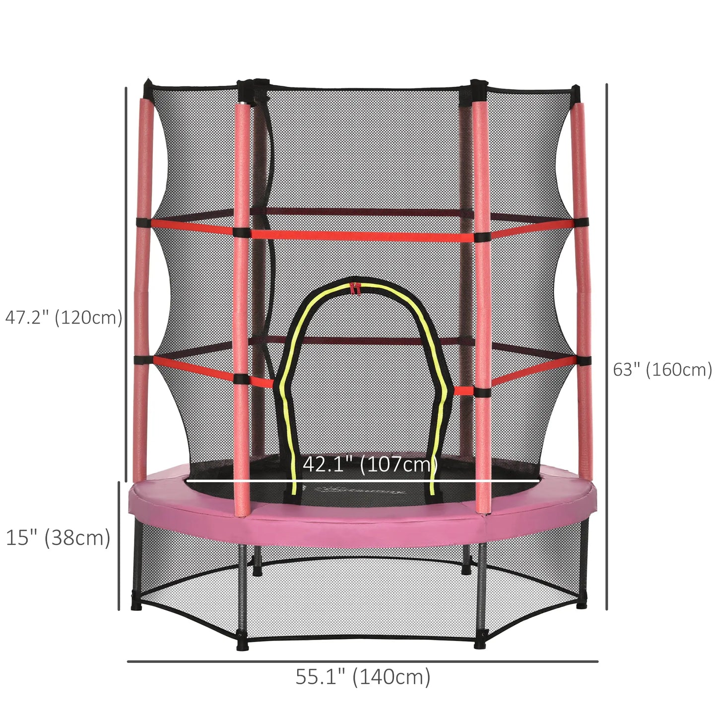 55" Kids Trampoline with Enclosure Net, Indoor/Outdoor, Pink Trampolines at Gallery Canada