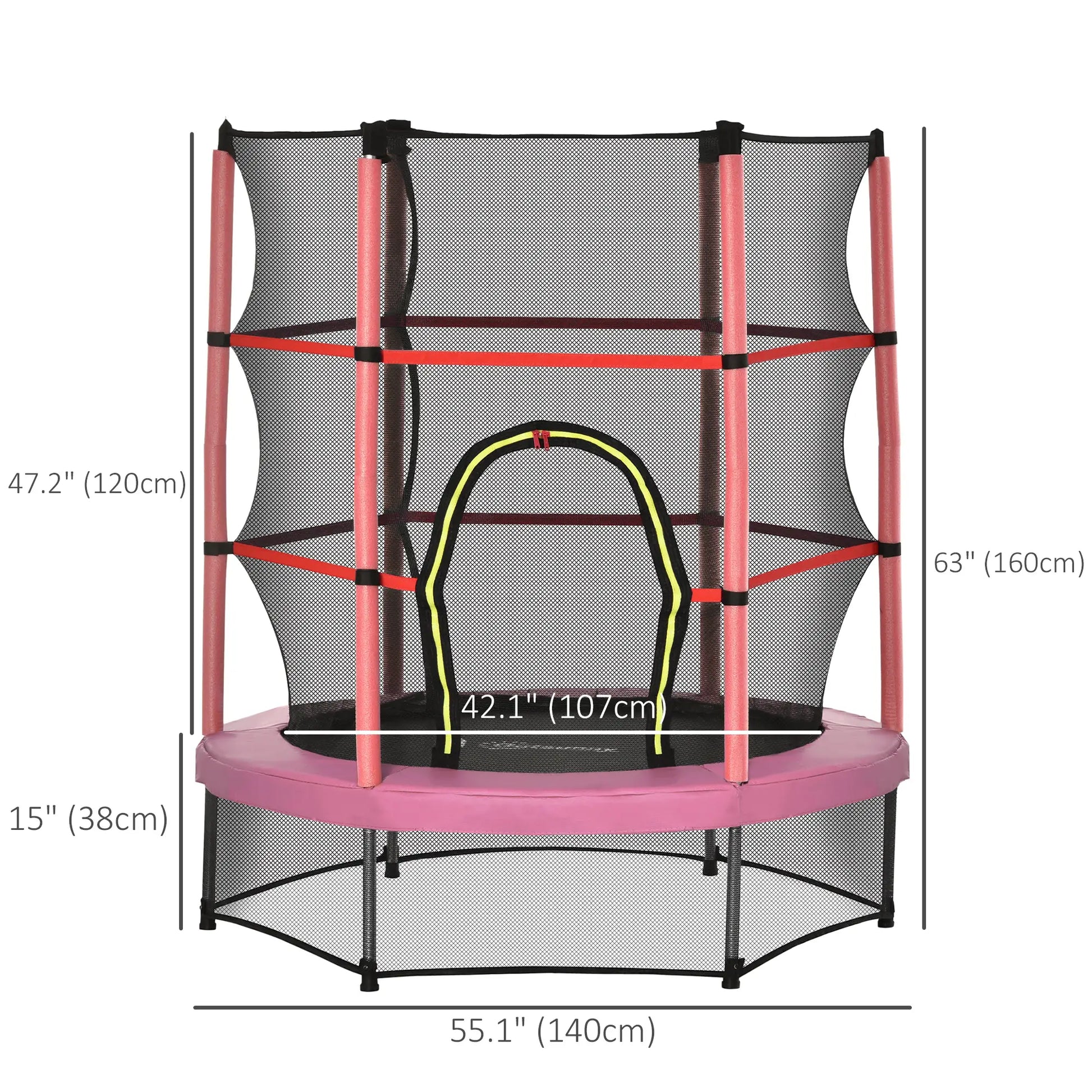 55" Kids Trampoline with Enclosure Net, Indoor/Outdoor, Pink Trampolines at Gallery Canada