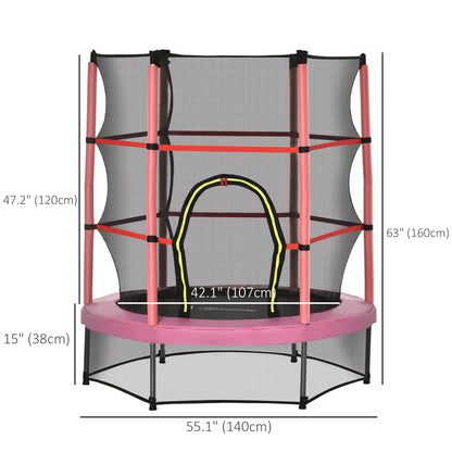 55" Kids Trampoline with Enclosure Net, Indoor/Outdoor, Pink Trampolines at Gallery Canada