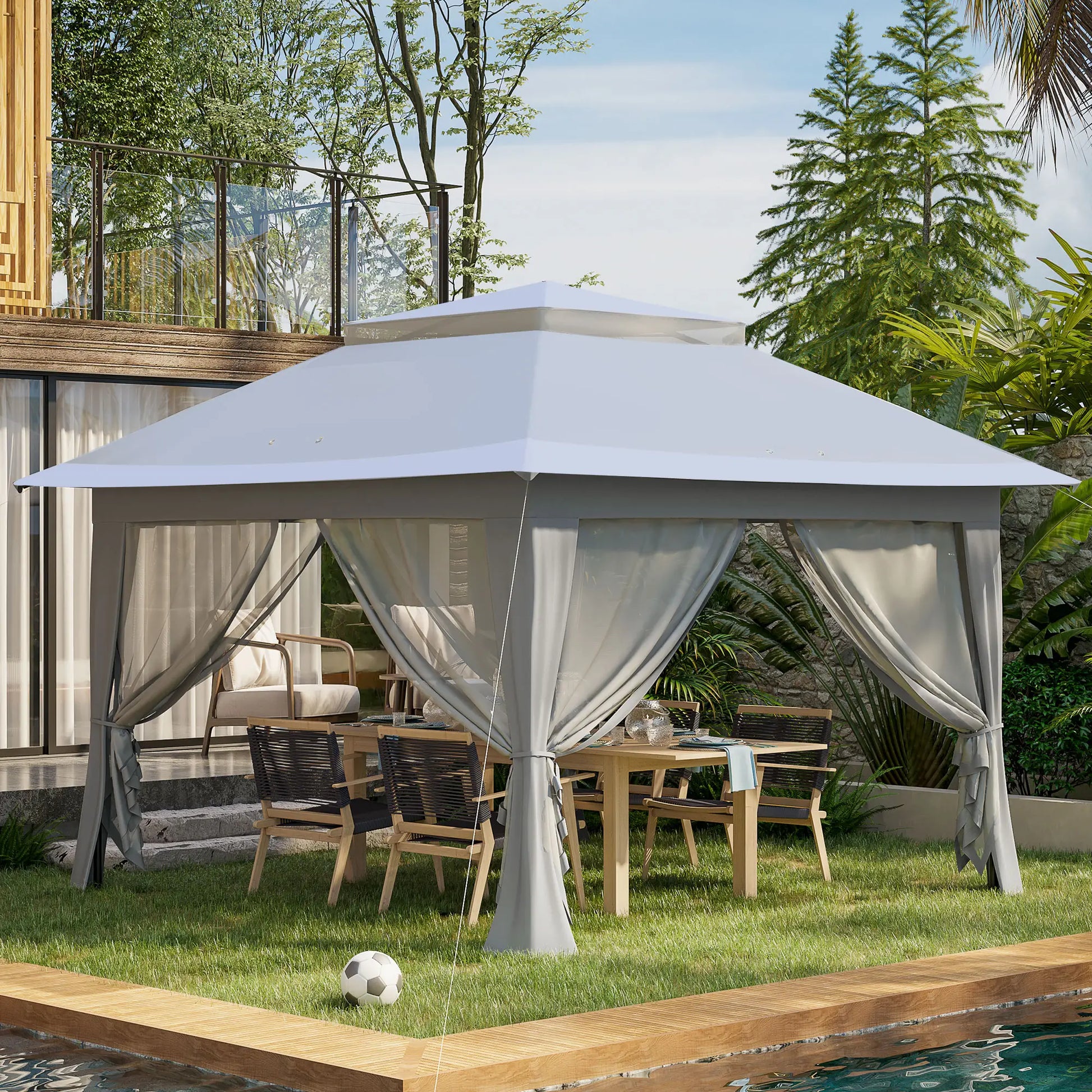 12' x 12' Foldable Pop-Up Party Tent, Canopy Sun Shade, Light Grey Pop Up Canopies at Gallery Canada