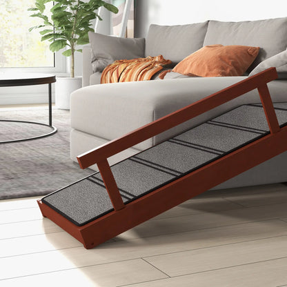 Wooden Dog Ramp, 49" Long, Non-Slip Rug, Removable Guardrails, Brown Dog Stairs at Gallery Canada