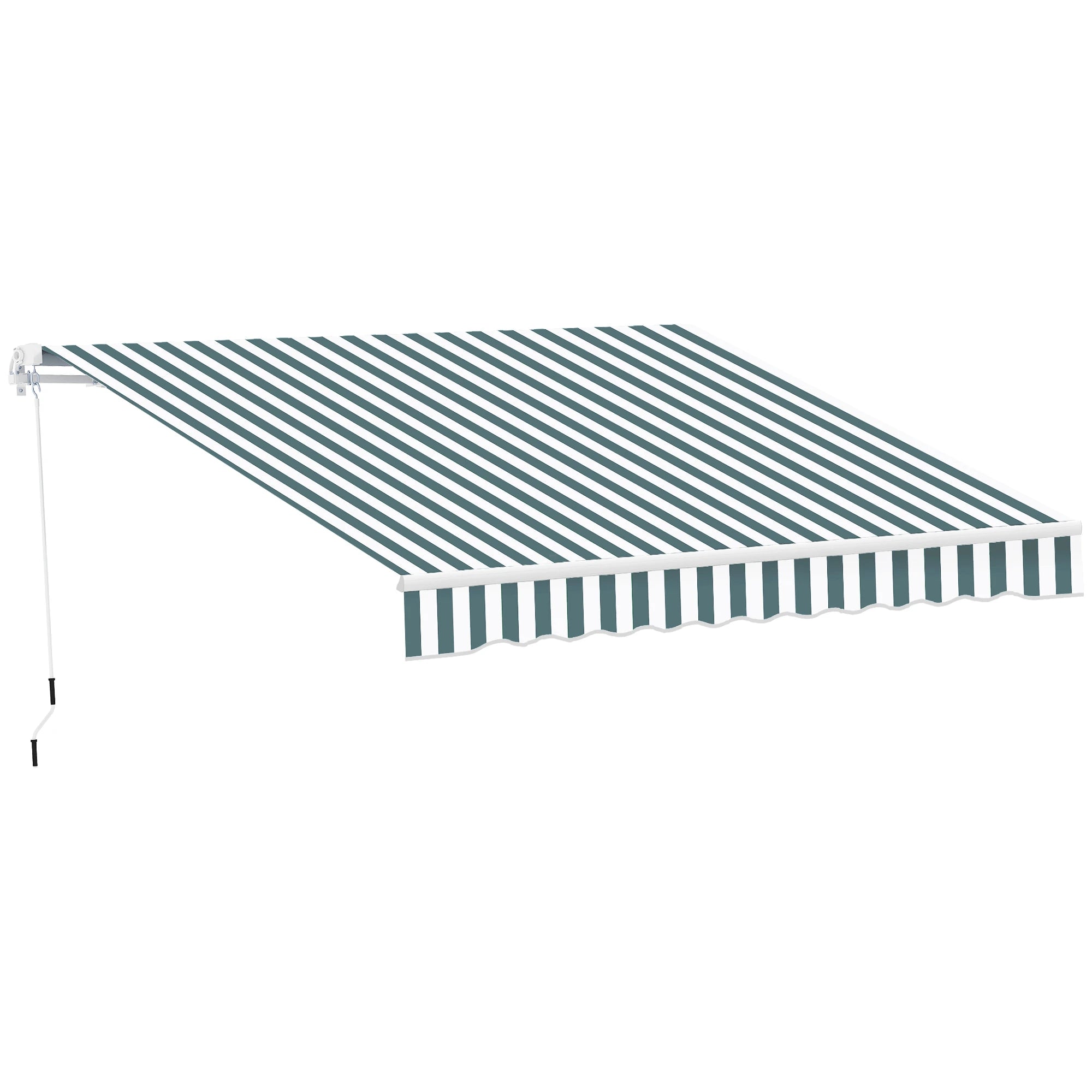 8' x 7' Retractable Awning, UV Water-Resistant Fabric, Aluminum Frame, Green White, Green, White Deck Awnings Green and White Fabric at Gallery Canada