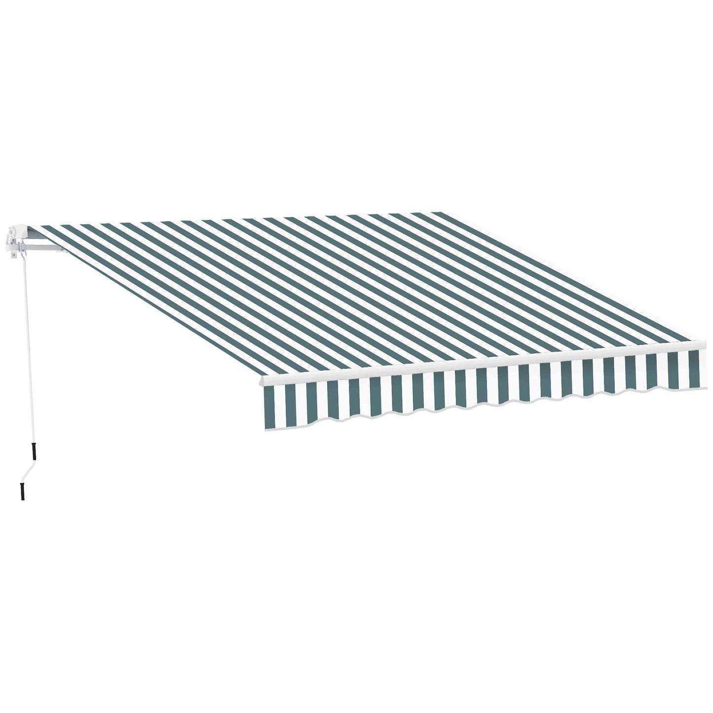 8' x 7' Retractable Awning, UV Water-Resistant Fabric, Aluminum Frame, Green White, Green, White Deck Awnings Green and White Fabric at Gallery Canada