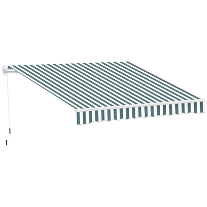 8' x 7' Retractable Awning, UV Water-Resistant Fabric, Aluminum Frame, Green White, Green, White Deck Awnings Green and White Fabric at Gallery Canada