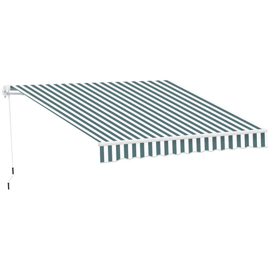 8' x 7' Retractable Awning, UV Water-Resistant Fabric, Aluminum Frame, Green White, Green, White Deck Awnings Green and White Fabric at Gallery Canada