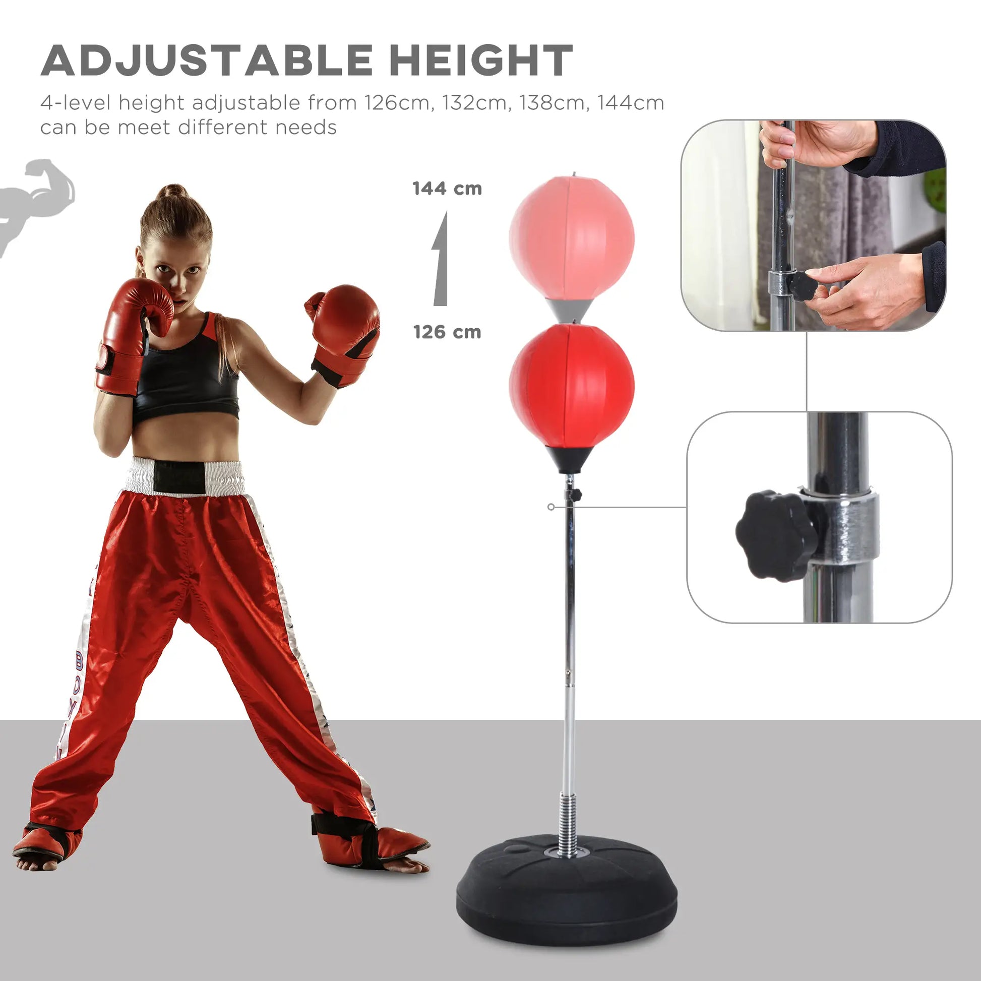 Boxing Bag With Stand, 49.6"-56.7" Adjustable Height, Fillable Base Strength Training Equipment at Gallery Canada