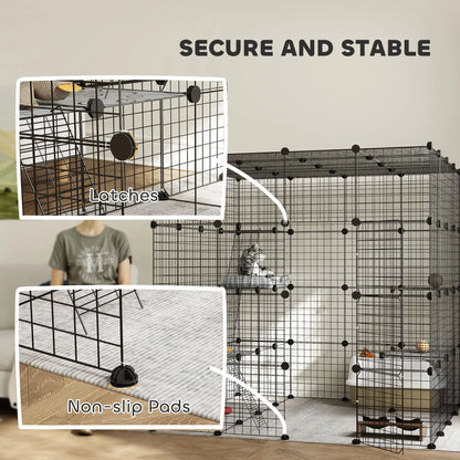 4-Tier 55" Cat Cage with Platforms, Ramps, Black Outdoor Cat Enclosures at Gallery Canada