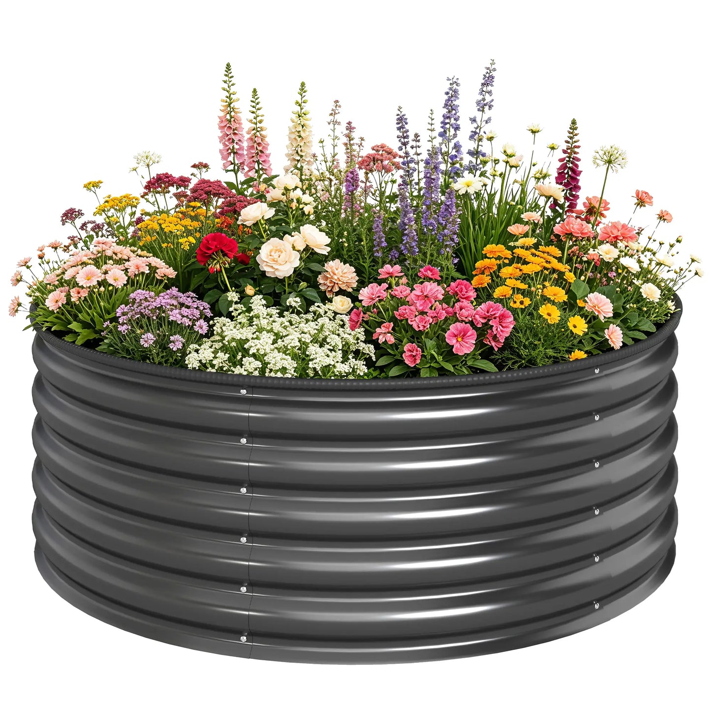 Galvanized Raised Flower Bed, 4 x 4 x 1.5 ft, Dark Grey Raised Garden Beds at Gallery Canada