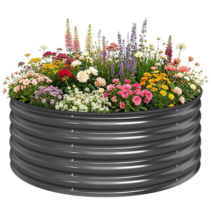 Galvanized Raised Flower Bed, 4 x 4 x 1.5 ft, Dark Grey Raised Garden Beds at Gallery Canada