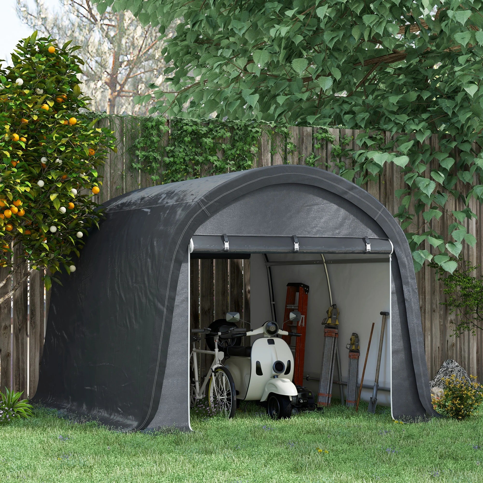 10' x 10' Outdoor Storage Tent, Heavy Duty Waterproof Shed for Bike, Motorcycle, Garden Tools Sheds at Gallery Canada