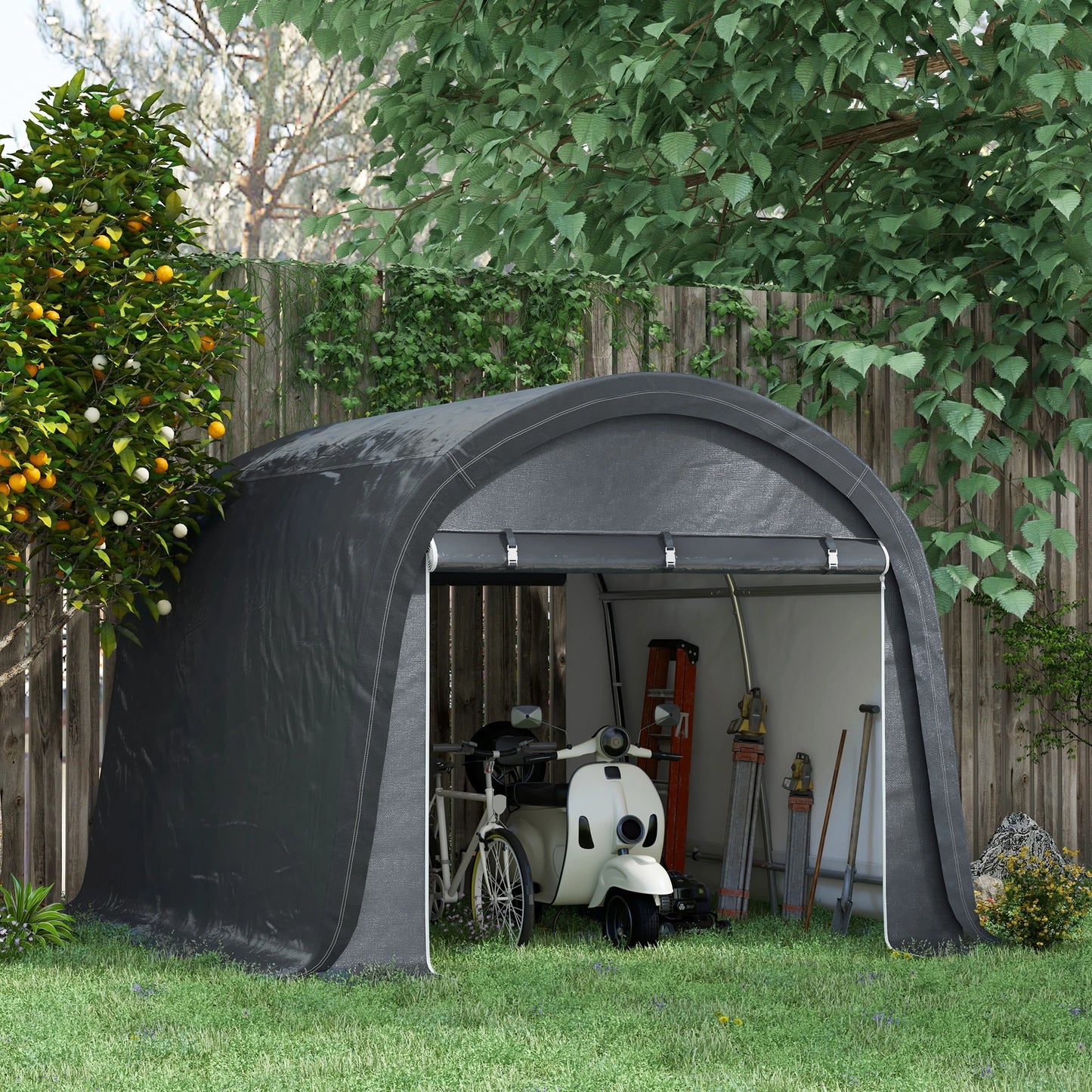 10' x 10' Outdoor Storage Tent, Heavy Duty Waterproof Shed for Bike, Motorcycle, Garden Tools Sheds at Gallery Canada