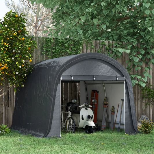 10' x 10' Outdoor Storage Tent, Heavy Duty Waterproof Shed for Bike, Motorcycle, Garden Tools Sheds Grey at Gallery Canada