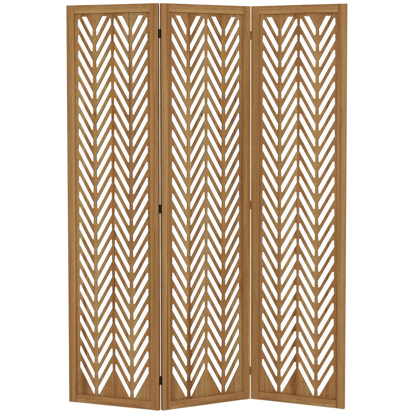 3 Panel Room Divider, 5.6ft Tall, Wood Folding Privacy Screen, Light Brown Room Dividers Light Brown at Gallery Canada