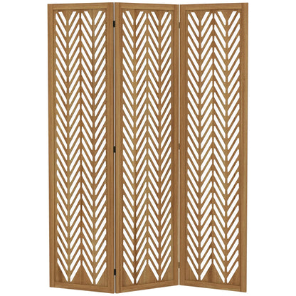 3 Panel Room Divider, 5.6ft Tall, Wood Folding Privacy Screen, Light Brown Room Dividers Light Brown at Gallery Canada