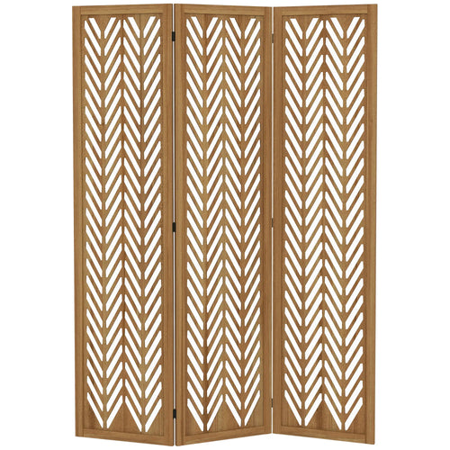 3 Panel Room Divider, 5.6ft Tall, Wood Folding Privacy Screen, Light Brown