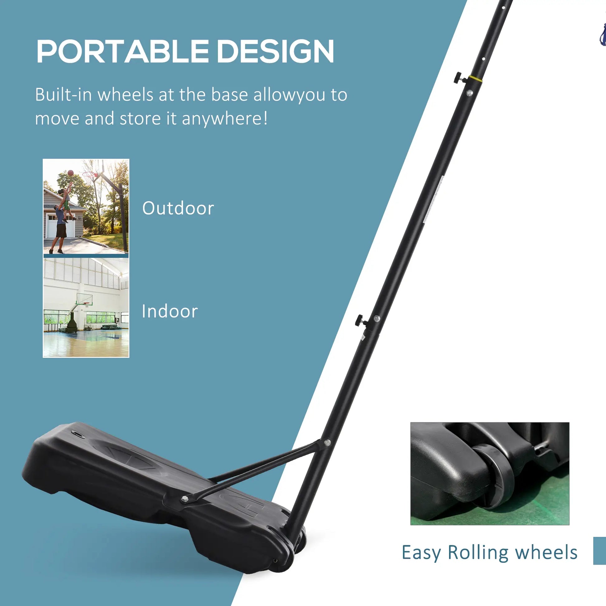 5-7FT Basketball Hoop, Height Adjustable with Wheels for Youth Outdoor Basketball at Gallery Canada