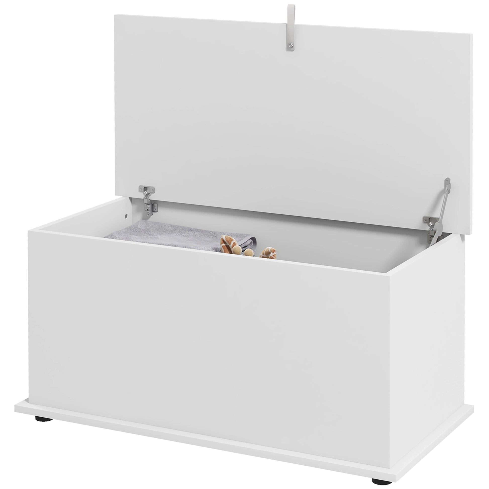 Modern Storage Chest, 31.5" Toy Box, Flip-Top Lid, Safety Hinges Storage Cabinets White at Gallery Canada